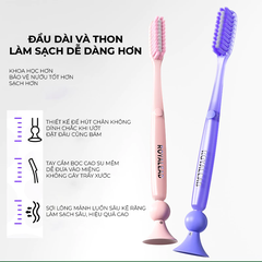 Bộ 2 bàn chải có giác hút màu hồng và xanh lá cây