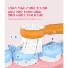 Bàn chải Y.Duck hình gấu Màu vàng dành cho trẻ lớn hơn từ 6-12 tuổi.
