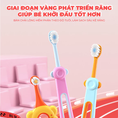Bàn chải Y.Duck hình gấu Màu vàng dành cho trẻ lớn hơn từ 6-12 tuổi.