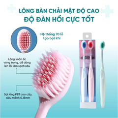 Bộ 2 chiếc bàn chải thon dài màu xanh và hồng