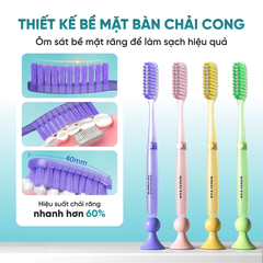 Bộ 2 bàn chải có giác hút màu vàng và tím