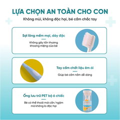 Hộp 6 bàn chải đầu vuông màu sắc