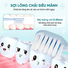 Bàn chải trẻ em vỏ hộp cán tròn - Hồng