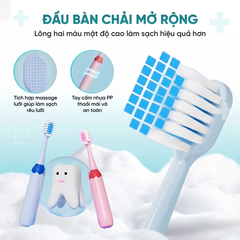 Bàn chải trẻ em vỏ hộp cán tròn - Xanh Dương