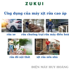 Máy rửa xe mini - Máy rửa xe cao áp chính hãng Zukui S8 công suất 3000W có chống giật - chống cháy