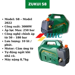 Máy Rửa Xe ZUKUI S8-Công Suất 3000W-Có Chỉnh Áp