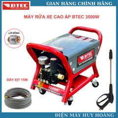 Máy xịt rửa xe BTEC lõi đồng công suất 3500w mẫu mới 2024 - Tặng dây xịt dài 15m