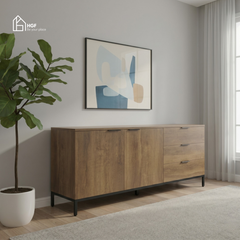 Tủ lưu trữ đa năng LANE HGF 2 cánh 3 hộc kéo, gỗ MDF, 150x40x80cm, TLT070