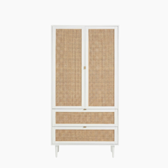 Tủ quần áo GALON HGF phối lưới mây tre, gỗ MDF phủ sơn 2K, 100x55x200cm, TQA017