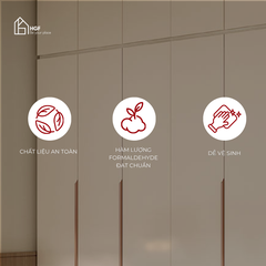Tủ quần áo ALICE HGF hiện đại đa dạng lưu trữ, gỗ MDF, 200x55x250cm, TQA033