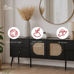 Tủ tivi GALON HGF 2 cánh trượt 4 hộc kéo, gỗ MDF, 180x40x55cm, TTV002