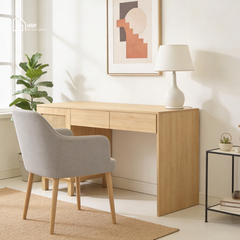 Bàn làm việc phối mây MEY HGF 1 cánh 2 hộc kéo, gỗ MDF, 100/120x50x75cm, BLV003