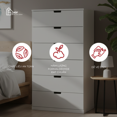 Tủ lưu trữ đa năng DAMIEN HGF 4 - 6 tầng, Gỗ MDF, 50/80x40x140cm, TLT091