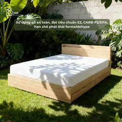 Giường ngủ có ngăn kéo EMQUA HGF, gỗ MDF, 1m2/1m4/1m6/1m8/2m, GN008