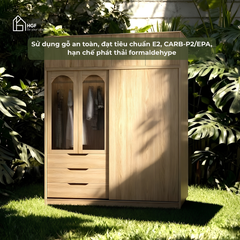 Tủ quần áo WEYS HGF đa dạng lưu trữ, gỗ MDF, 160x60x220cm, TQA035