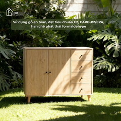 Tủ lưu trữ đa năng LANA HGF 2 cánh 4 hộc kéo, gỗ MDF, 120x40x90cm, TLT022