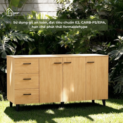 Tủ lưu trữ đa năng STAT HGF 3 cánh 3 hộc kéo, gỗ MDF, 150x40x70cm, TLT052