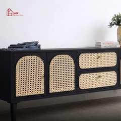 Tủ tivi GALON HGF 2 hộc kéo 4 cánh mở, gỗ MDF, 180x40x55cm, TTV024