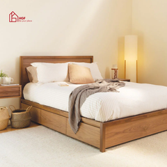 Giường ngủ hiện đại SANARI HGF 3 hộc kéo, gỗ MDF, 200x140/160/180x35cm, GN009