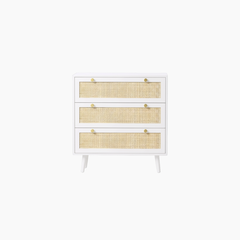 Tủ lưu trữ GALON HGF 3 hộc kéo, gỗ MDF phủ sơn 2K phối lưới mây tre, 80x40x90cm, TLT036