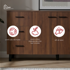 Tủ lưu trữ đa năng STAT HGF 3 cánh 3 hộc kéo, gỗ MDF, 150x40x70cm, TLT052