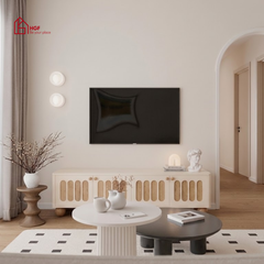 Tủ tivi BRUNA HGF 4 cánh, gỗ MDF sơn 2K, 180x40x50cm, TTV037