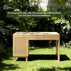 Bàn làm việc phối mây MEY HGF 1 cánh 2 hộc kéo, gỗ MDF, 100/120x50x75cm, BLV003