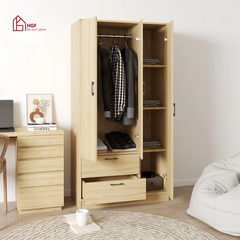Tủ quần áo NELLY HGF 3 cánh mở, gỗ MDF, 90x55x180cm, TQA036