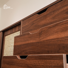 Tủ lưu trữ đa năng YINZA HGF 2 cánh trượt 3 hộc kéo, gỗ MDF, 140x40x90cm, TLT065