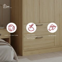 Tủ quần áo NELLY HGF 3 cánh mở, gỗ MDF, 90x55x180cm, TQA036