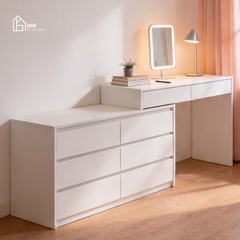 Bàn trang điểm đa năng XINGXIU HGF 8 ngăn kéo, gỗ MDF, 120x40x75cm, BTD003