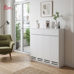 Tủ giày ALIEE HGF 4 cánh 2 hộc kéo, gỗ MDF, 120x35x120cm, TG001