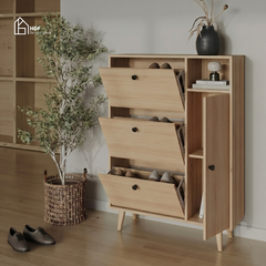 Tủ giày WEAN HGF 3 cánh lật, gỗ MDF, 90x30x120cm, TG008