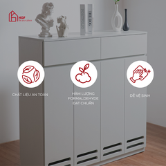 Tủ giày ALIEE HGF 4 cánh 2 hộc kéo, gỗ MDF, 120x35x120cm, TG001