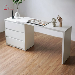 Bàn trang điểm đa năng LILY HGF 3 ngăn kéo mặt bàn di động, Gỗ MDF, 120x40x75cm, BTD005