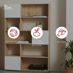 Kệ sách ZANE HGF 3 cánh mở, gỗ MDF, 110x32x173cm, KS008