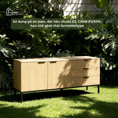 Tủ lưu trữ đa năng LANE HGF 2 cánh 3 hộc kéo, gỗ MDF, 150x40x80cm, TLT070