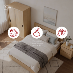 Tủ quần áo KLEP HGF cửa lùa, gỗ MDF, 120x60x200cm, TQA009