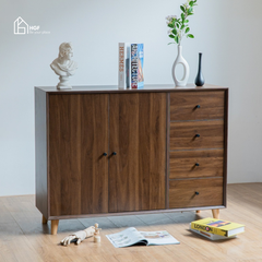 Tủ lưu trữ đa năng LANA HGF 2 cánh 4 hộc kéo, gỗ MDF, 120x40x90cm, TLT022