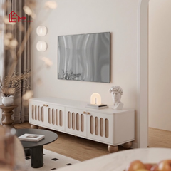 Tủ tivi BRUNA HGF 4 cánh, gỗ MDF sơn 2K, 180x40x50cm, TTV037