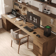 Bàn làm việc TIRA HGF 6 ngăn lưu trữ, gỗ MDF, 140/160/180/200x60x75cm, BLV002