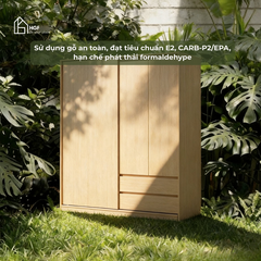 Tủ quần áo ZOE HGF cửa lùa, gỗ MDF, 160x60x200cm, TQA041