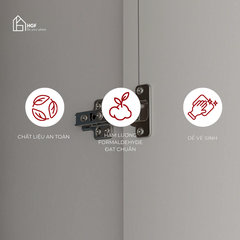 Tủ quần áo DOJY HGF 2 cánh nhiều ngăn, gỗ MDF, 80x55x180cm, TQA004