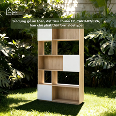 Kệ sách ZANE HGF 3 cánh mở, gỗ MDF, 110x32x173cm, KS008