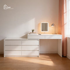Bàn trang điểm đa năng XINGXIU HGF 8 ngăn kéo, gỗ MDF, 120x40x75cm, BTD003