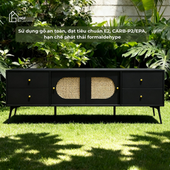 Tủ tivi GALON HGF 2 cánh trượt 4 hộc kéo, gỗ MDF, 180x40x55cm, TTV002