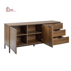 Tủ lưu trữ đa năng LANE HGF 2 cánh 3 hộc kéo, gỗ MDF, 150x40x80cm, TLT070