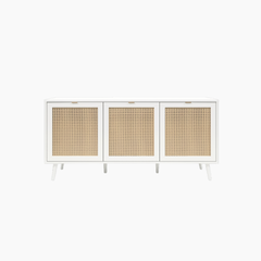 Tủ lưu trữ đa năng GALON HGF, gỗ MDF phủ sơn 2K phối lưới mây tre, 140x40x70cm, TLT037