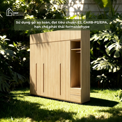 Tủ quần áo ALICE HGF hiện đại đa dạng lưu trữ, gỗ MDF, 200x55x250cm, TQA033