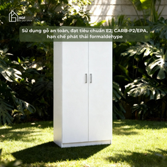 Tủ quần áo DOJY HGF 2 cánh nhiều ngăn, gỗ MDF, 80x55x180cm, TQA004